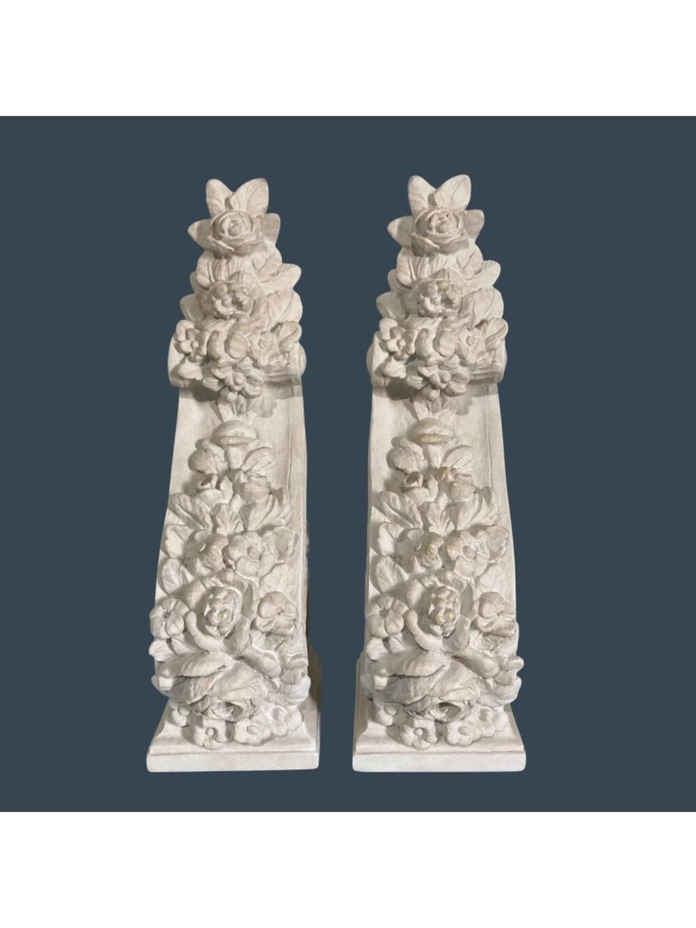White Floral Architectural Decorative Wall Curtain Brackets Corbels
